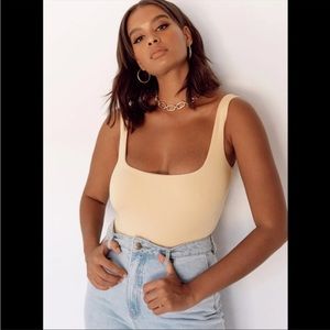 princess polly light pastel yellow bodysuit NWT